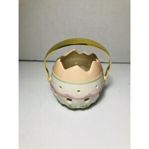 Lenox Easter Egg Votive Tea Light Candle Holder With Gold Swivel Handle